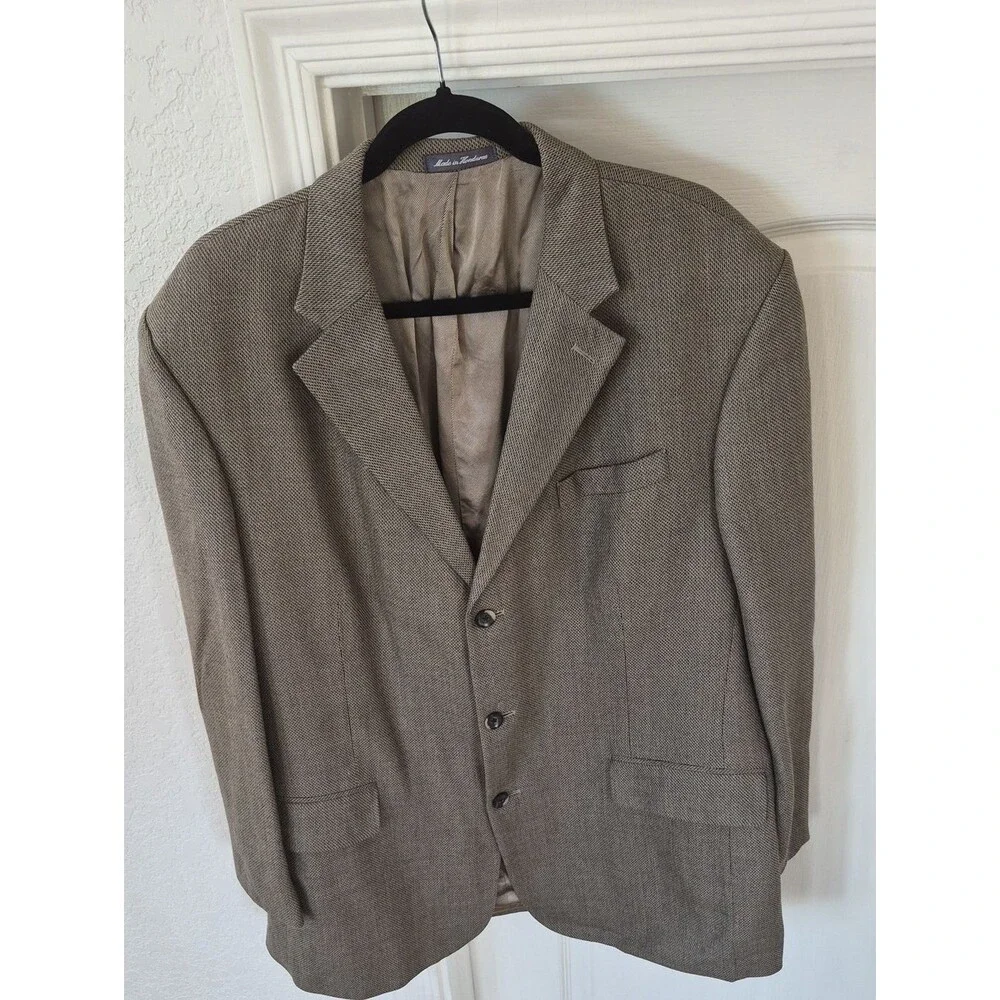 Oscar De La Renta 52% Silk & 48% Wool Woven Jacquard Fabric Blazer SZ 46 Long